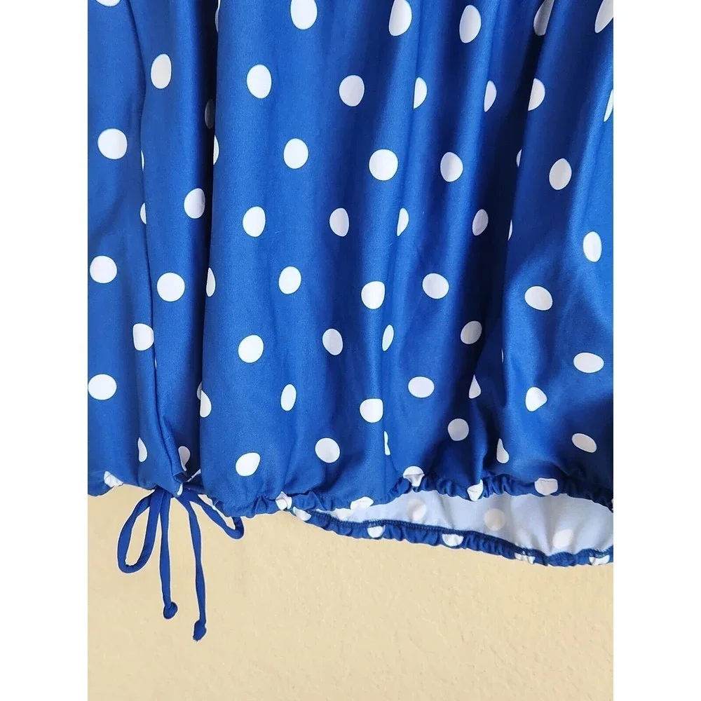 Beach House Women's‎ Blue Polka Dot Sport Tully Tankini Swim Top Size 12 NWT